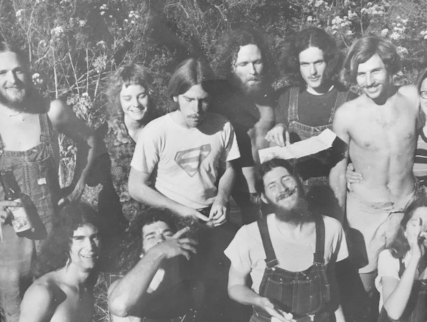 A black and white photo of students in the 1970s