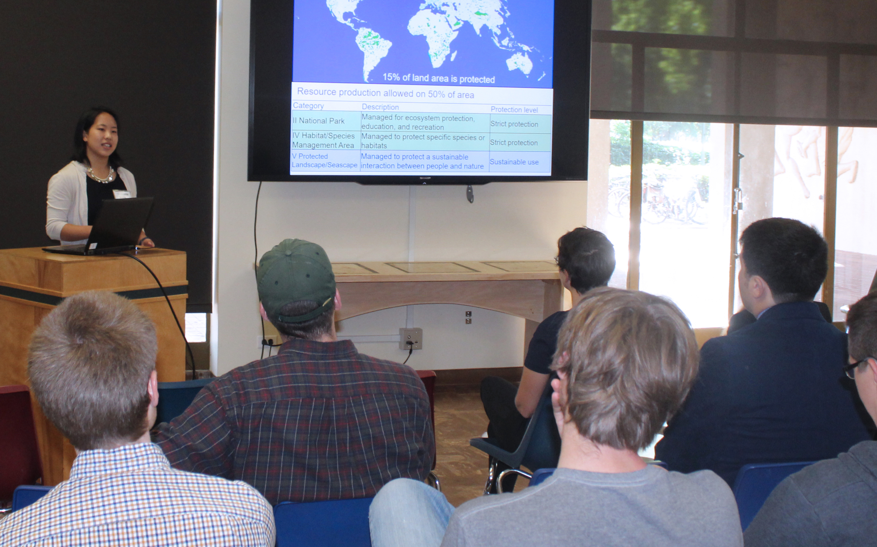Student presenting at a research symposium