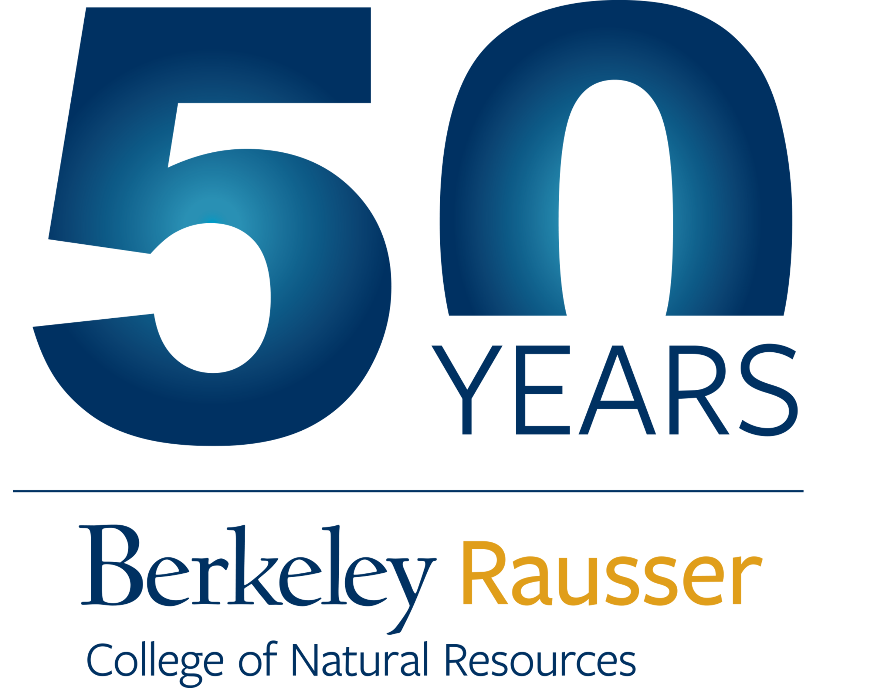The 50th aniversary logo for Rausser College of Natural Resources