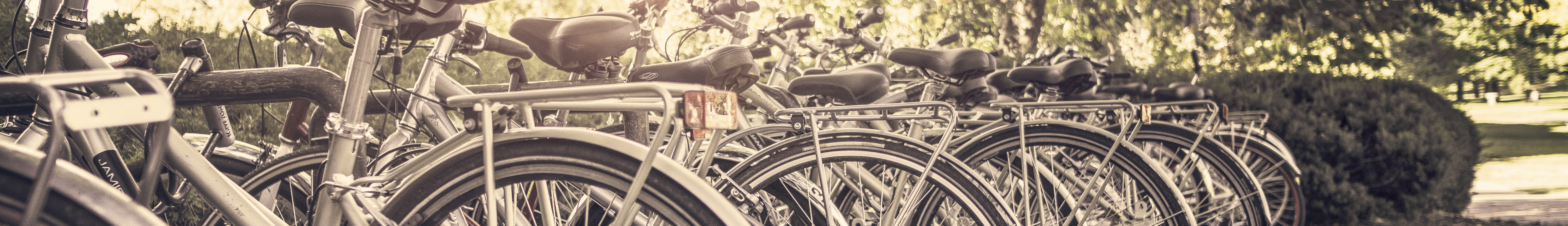 Images of bikes at a bike rack