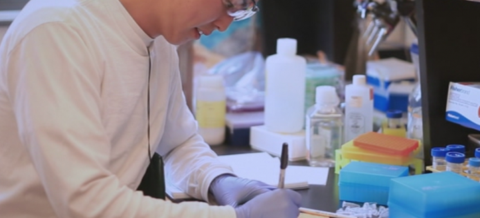 Student in a nutritional sciences lab. student in lab