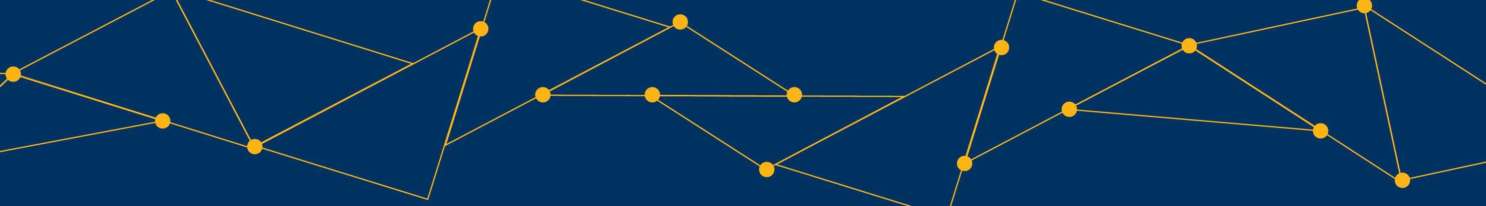 An abstract banner with yellow tesselations on a blue  background.