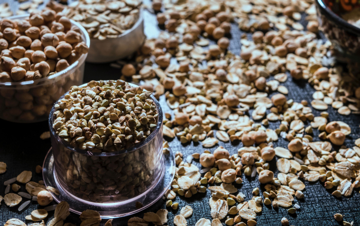 Grains in cups.