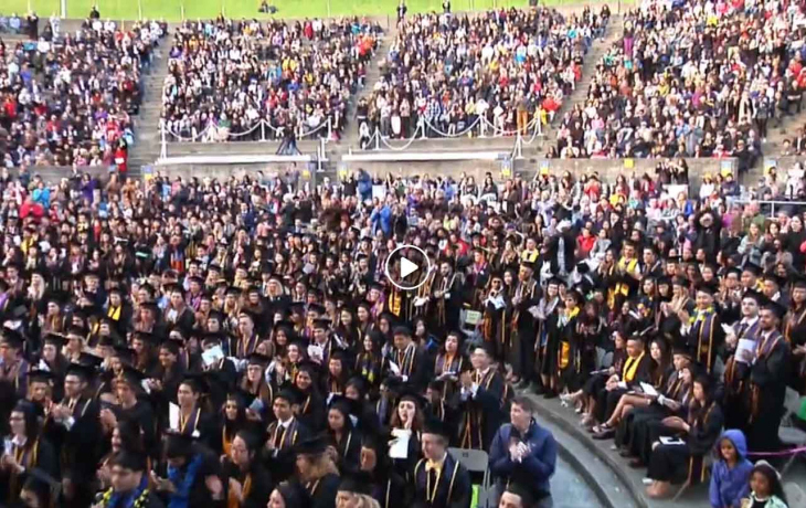 Graduates in their caps and gowns at the College of Natural Resources commencement ceremony