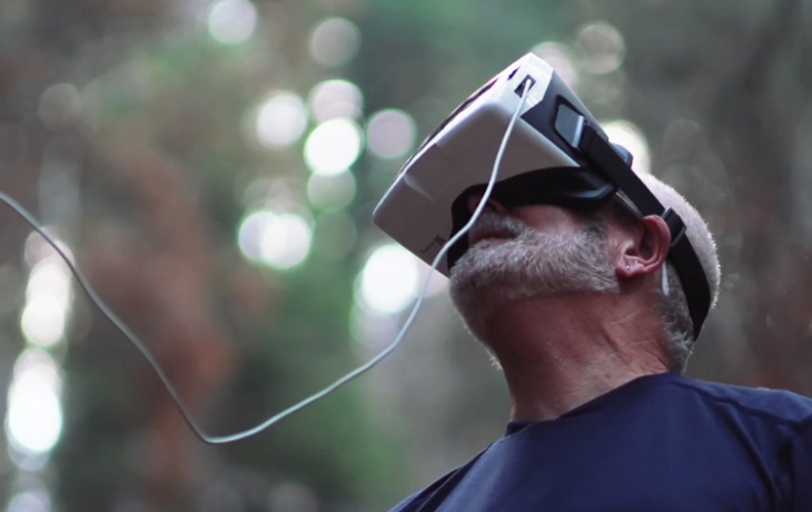 Todd Dawson looking through mask to see what drone sees