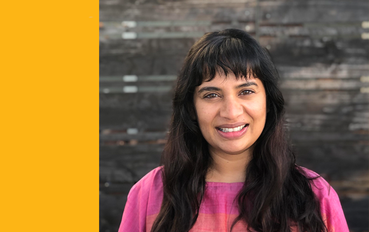 Gauthami Penakalapati headshot on yellow background