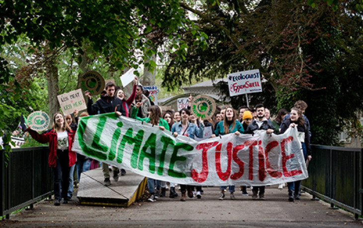 Photo of people at a climate march. 