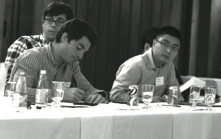 Winners of the Presidential Chair Fellows Curriculum Enrichment Grant sit at a table during the awards ceremony