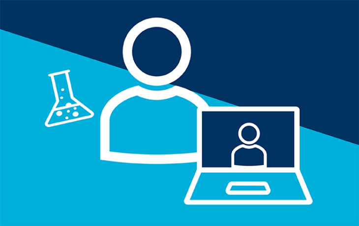 Graphic of laptop and beaker