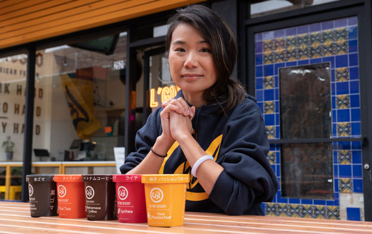 Sharon Ku in Durant Food Court with Uji Dessert ice cream