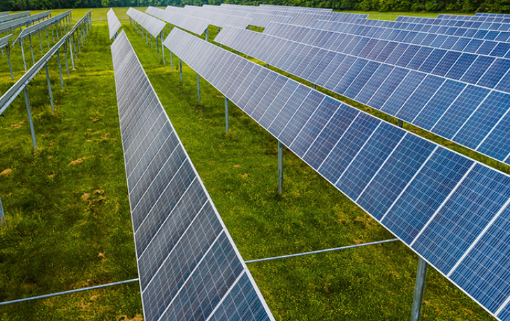 Solar panels in a field