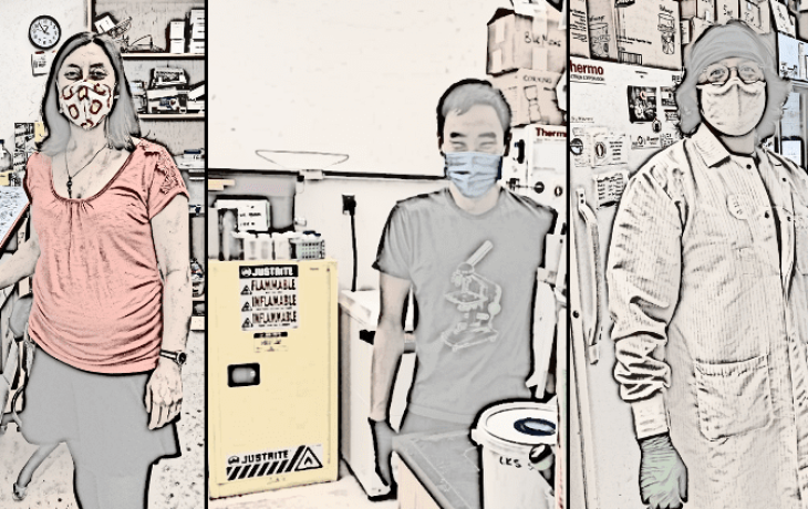 Three people edited to look like cartoons