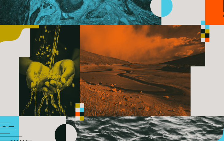 Graphic showing fire, water, and hands holding water.