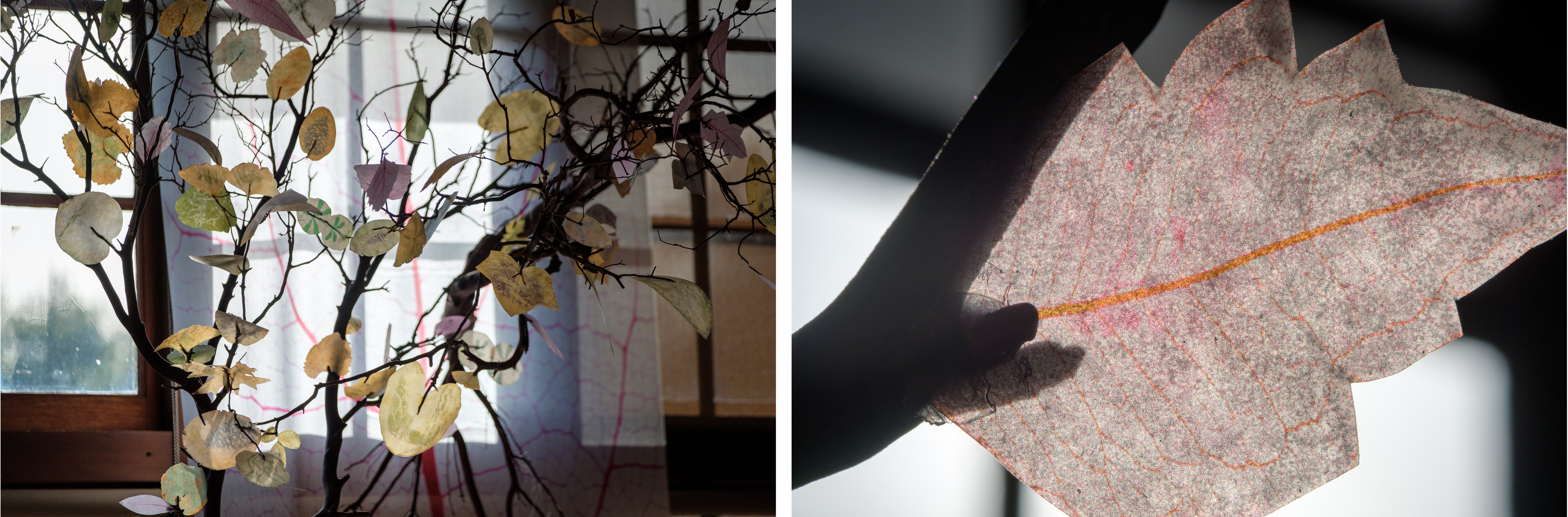Tree art with paper thin leaves, detailed